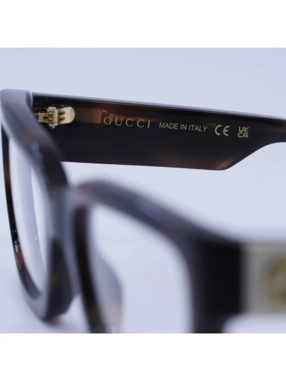 Gucci GG1666O 007 Eyeglasses Havana with White 53mm Square Frame